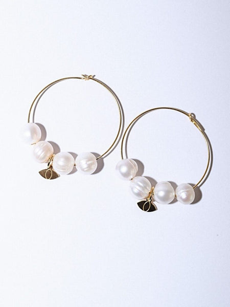 Lollipop Eye Pearl Hoops