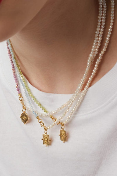 Mini Eye Tag Blueberry Pearl Necklace