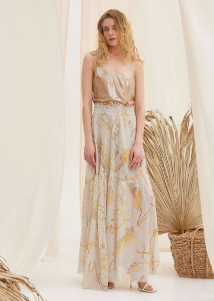 Leda Wet Gold Strappy Mini Dress