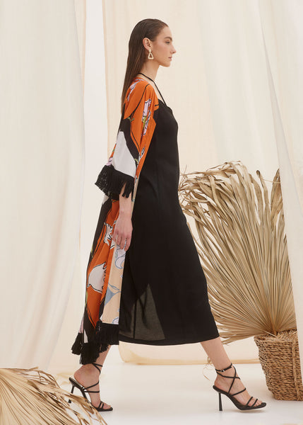 Hera Maxi Cover Up Kimomo With Fringes