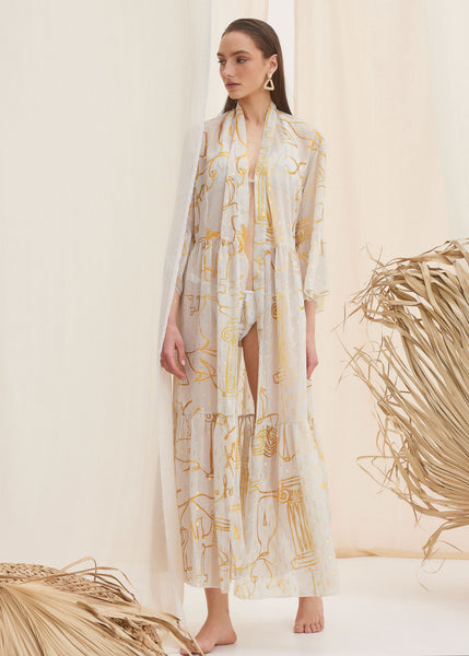 Hermes Long Silk Kaftan
