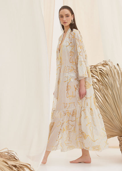 Hermes Long Silk Kaftan