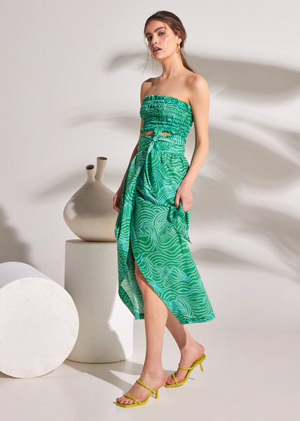 Column Printed Summer Wrap Skirt