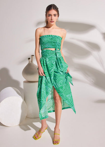 Column Printed Summer Wrap Skirt