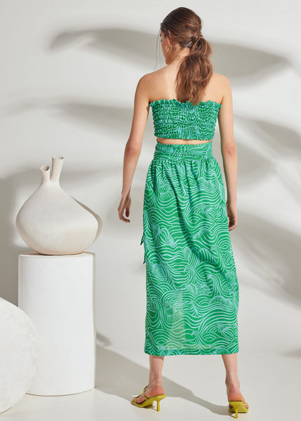 Column Printed Summer Wrap Skirt