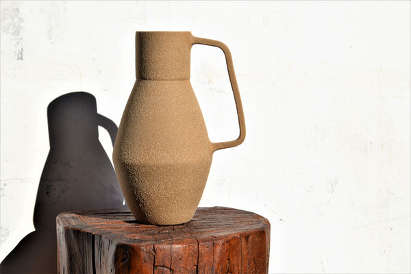 Ceramic Beige Tall Vessel Natural Texture
