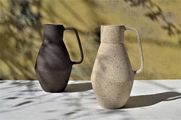 Ceramic Beige Tall Vessel Natural Texture