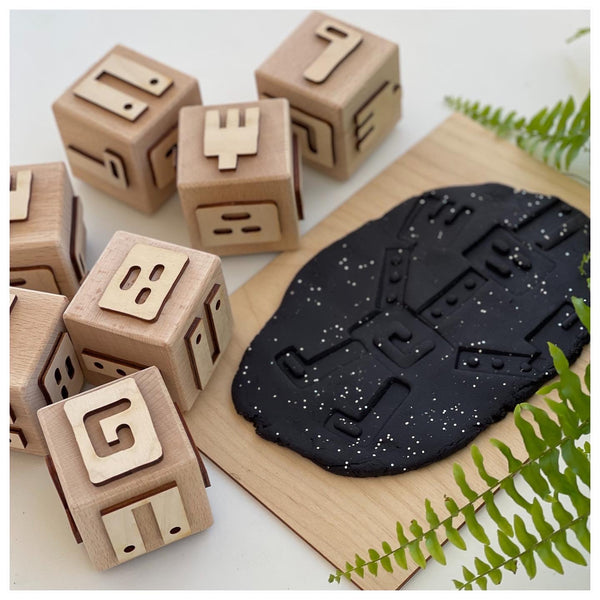 Robots Wooden Dice Stamp (for kids)
