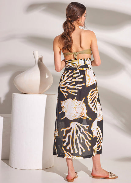 Column Printed Summer Wrap Skirt