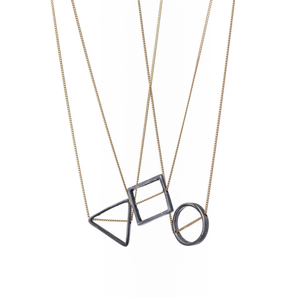 Geometrical Elements BLACK | Gold plated Chain