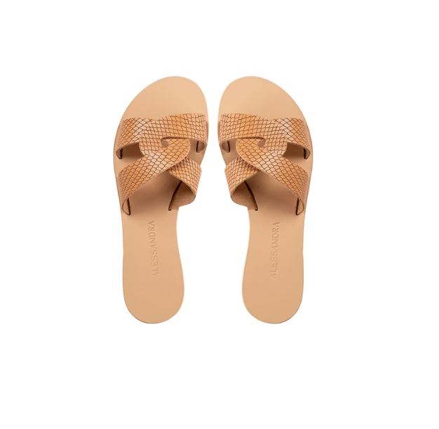 Ammos Koufonisia Natural Croc - Alessandra Sandals