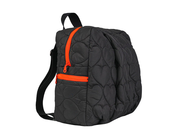 Hearts Black Backpack Orange Zippers