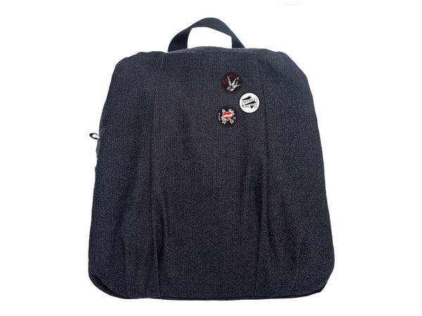 Denim Backpack With Metallic Zippers