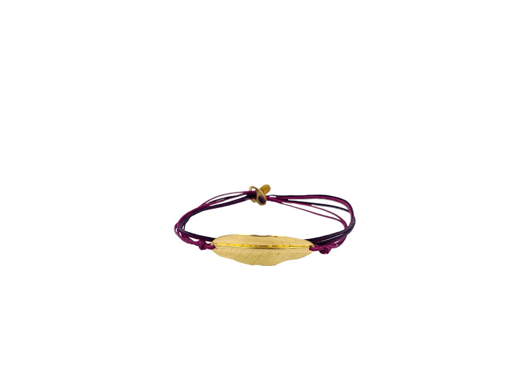 Purple Leaf Wax cord bracelet