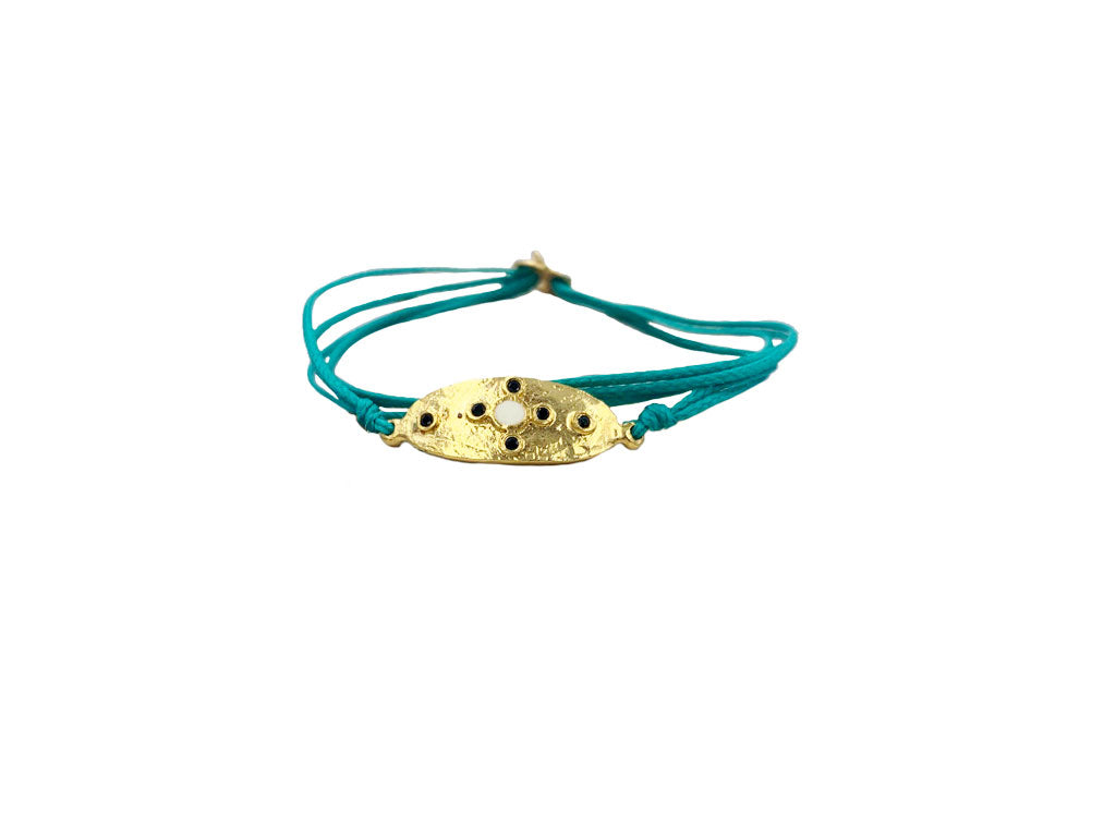 Green Oval Wax cord bracelet
