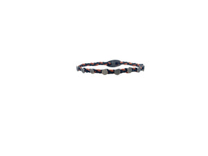 Black & Orange Silver Wax cord bracelet