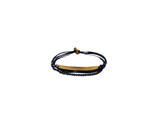 Dark Grey Bar Wax cord bracelet