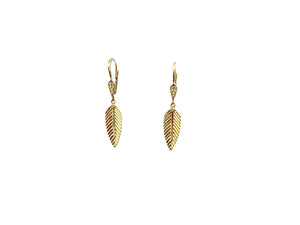 Solid Gold Leaf Earrings