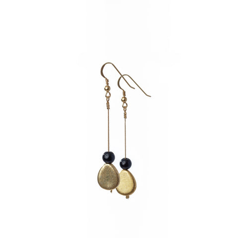 Gold Teardrop and Gemstone Dangle Earrings